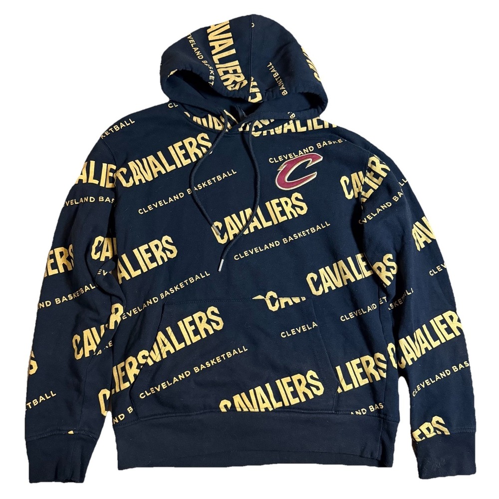 NBA Cleveland Cavaliers Cavs All Over Logo Print Pullover Hoodie Men's Small
